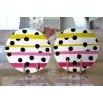 - Supla2li-7805-Gorsel2 - Realhomes  Realhomes Beyaz Zemin Üzerinde Modern Renkli Çizgili Siyah Puantiyeli 2'li Yuvarlak Servis Altlığı - Supla Realhomes