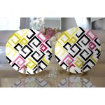 Realhomes Beyaz Zemin Üzerinde Renkli Modern Geometrik Desenli 2'li Yuvarlak Servis Altlığı - Supla Realhomes