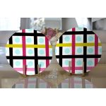 - Supla2li-7809-Gorsel2 - Realhomes Realhomes Beyaz Zemin Üzerinde Modern Renkli Çizgili Puantiye Desenli 2'li Yuvarlak Servis Altlığı - Supla Realhomes