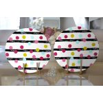 - Supla2li-7811-Gorsel2 - Realhomes Realhomes Beyaz Zemin Üzerinde Modern Siyah Çizgili Renkli Puantiyeli 2'li Yuvarlak Servis Altlığı - Supla Realhomes