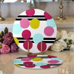 - Supla2li-7813-Gorsel1 - Realhomes Realhomes Beyaz Zemin Üzerinde Siyah Modern Çizgili Renkli Puantiyeli 2'li Yuvarlak Servis Altlığı - Supla Realhomes