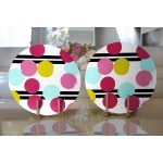 - Supla2li-7813-Gorsel2 - Realhomes Realhomes Beyaz Zemin Üzerinde Siyah Modern Çizgili Renkli Puantiyeli 2'li Yuvarlak Servis Altlığı - Supla Realhomes