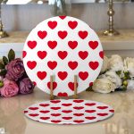 - Supla2li-782-Gorsel1 - Realhomes  Realhomes Kalp Desen Dijital Baskılı Modern 2'li Yuvarlak Servis Altlığı - Supla Realhomes