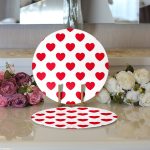 - Supla2li-782-Gorsel3 - Realhomes  Realhomes Kalp Desen Dijital Baskılı Modern 2'li Yuvarlak Servis Altlığı - Supla Realhomes