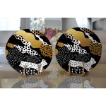 Realhomes Siyah Zemin Üzerinde Gold Detaylı Modern Desenli Modern 2'li Yuvarlak Servis Altlığı - Supla Realhomes