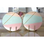 - Supla2li-7833-Gorsel2 - Realhomes Realhomes Pastel Zeminli Üzerinde Gold Renkli Modern Çizgili Modern 2'li Yuvarlak Servis Altlığı - Supla Realhomes