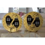 - Supla2li-7840-Gorsel2 - Realhomes  Realhomes Gold Zemin Üzerinde Modern Desen İşlemeli Eldiven Modern 2'li Yuvarlak Servis Altlığı - Supla Realhomes