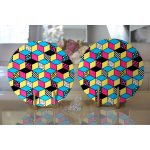 - Supla2li-7849-Gorsel2 - Realhomes Realhomes Renkli Zemin Üzerinde Modern Geometrik Küp Desenli Modern 2'li Yuvarlak Servis Altlığı - Supla Realhomes