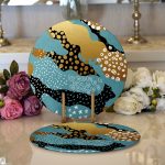 - Supla2li-7860-Gorsel1 - Realhomes Realhomes Siyah Zeminli Renkli Modern Desenli Dijital Baskılı Modern 2'li Yuvarlak Servis Altlığı - Supla Realhomes