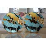 - Supla2li-7860-Gorsel2 - Realhomes Realhomes Siyah Zeminli Renkli Modern Desenli Dijital Baskılı Modern 2'li Yuvarlak Servis Altlığı - Supla Realhomes