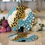 - Supla2li-7862-Gorsel1 - Realhomes Realhomes Renkli Zemin Üzerinde Modern Desenli Dijital Baskılı Modern 2'li Yuvarlak Servis Altlığı - Supla Realhomes