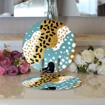 - Supla2li-7862-Gorsel3 - Realhomes Realhomes Renkli Zemin Üzerinde Modern Desenli Dijital Baskılı Modern 2'li Yuvarlak Servis Altlığı - Supla Realhomes