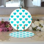 - Supla2li-787-Gorsel3 - Realhomes  Realhomes Kalp Desen Dijital Baskılı Modern 2'li Yuvarlak Servis Altlığı - Supla Realhomes