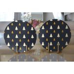 - Supla2li-7876-Gorsel2 - Realhomes Realhomes Renkli Zeminli Çam Ağacı Desenli Dijital Baskılı Modern 2'li Yuvarlak Servis Altlığı - Supla Realhomes