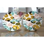 Realhomes Beyaz Zemin Üzerinde Renkli Çizimli Geometrik Desen 2'li Yuvarlak Servis Altlığı - Supla Realhomes