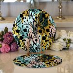 - Supla2li-7888-Gorsel1 - Realhomes Realhomes Beyaz Zemin Üzerinde Pastel Rengarenk Çiçek Desenli Modern 2'li Yuvarlak Servis Altlığı - Supla Realhomes