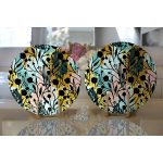 - Supla2li-7888-Gorsel2 - Realhomes Realhomes Beyaz Zemin Üzerinde Pastel Rengarenk Çiçek Desenli Modern 2'li Yuvarlak Servis Altlığı - Supla Realhomes