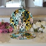 - Supla2li-7888-Gorsel3 - Realhomes Realhomes Beyaz Zemin Üzerinde Pastel Rengarenk Çiçek Desenli Modern 2'li Yuvarlak Servis Altlığı - Supla Realhomes