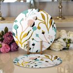 Realhomes Beyaz Zemin Üzerinde Pastel Rengarenk Çiçek Desenli Modern 2'li Yuvarlak Servis Altlığı - Supla Realhomes