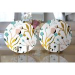 Realhomes Beyaz Zemin Üzerinde Pastel Rengarenk Çiçek Desenli Modern 2'li Yuvarlak Servis Altlığı - Supla Realhomes