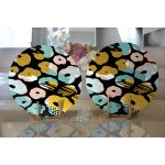 - Supla2li-7890-Gorsel2 - Realhomes Realhomes Siyah Zemin Üzerinde Renkli Geometrik Desenli Dijital Baskılı Modern 2'li Yuvarlak Servis Altlığı - Supla Realhomes