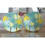 - Supla2li-7897-Gorsel2 - Realhomes  Realhomes Renkli Zemin Üzerinde Soyut Çizimli Palmiyeler Modern 2'li Yuvarlak Servis Altlığı - Supla Realhomes