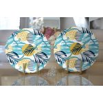 Realhomes Beyaz Zemin Ğzerşnde Renkli Yaprak Desenli Halat Motifli 2'li Yuvarlak Servis Altlığı - Supla Realhomes