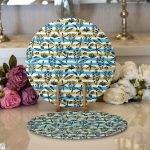 - Supla2li-7915-Gorsel1 - Realhomes Realhomes Beyaz Zemin Üzerinde Renkli Modern Çizgili Deniz Motifli 2'li Yuvarlak Servis Altlığı - Supla Realhomes