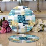 - Supla2li-7916-Gorsel1 - Realhomes Realhomes Beyaz Zemin Üzerinde Renkli Modern Çizgili Yaprak Motifli 2'li Yuvarlak Servis Altlığı - Supla Realhomes