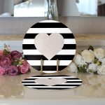 Realhomes Modern Kalp Desenli Dijital Baskılı 2'li Yuvarlak Servis Altlığı - Supla Realhomes