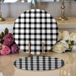 - Supla2li-7921-Gorsel1 - Realhomes Realhomes Beyaz Zeminli Siyah Ekose Desenli Dijital Baskılı Modern 2'li Yuvarlak Servis Altlığı - Supla Realhomes