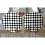 - Supla2li-7921-Gorsel2 - Realhomes Realhomes Beyaz Zeminli Siyah Ekose Desenli Dijital Baskılı Modern 2'li Yuvarlak Servis Altlığı - Supla Realhomes