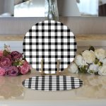 - Supla2li-7921-Gorsel3 - Realhomes Realhomes Beyaz Zeminli Siyah Ekose Desenli Dijital Baskılı Modern 2'li Yuvarlak Servis Altlığı - Supla Realhomes