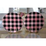 - Supla2li-7922-Gorsel2 - Realhomes  Realhomes Renkli Pastel Zemin Üzerinde Siyah Ekose Desenli Modern 2'li Yuvarlak Servis Altlığı - Supla Realhomes