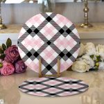 - Supla2li-7923-Gorsel1 - Realhomes Realhomes Beyaz Zeminli Siyah Ekose Desenli Dijital Baskılı Modern 2'li Yuvarlak Servis Altlığı - Supla Realhomes