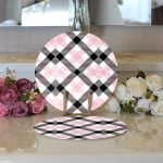 - Supla2li-7923-Gorsel3 - Realhomes Realhomes Beyaz Zeminli Siyah Ekose Desenli Dijital Baskılı Modern 2'li Yuvarlak Servis Altlığı - Supla Realhomes