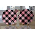 - Supla2li-7925-Gorsel2 - Realhomes Realhomes Renkli Pastel Zemin Üzerinde Siyah Ekose Desenli Modern 2'li Yuvarlak Servis Altlığı - Supla Realhomes