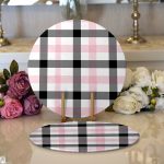 Realhomes Renkli Pastel Zemin Üzerinde Siyah Ekose Desenli Modern 2'li Yuvarlak Servis Altlığı - Supla Realhomes