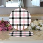 Realhomes Renkli Pastel Zemin Üzerinde Siyah Ekose Desenli Modern 2'li Yuvarlak Servis Altlığı - Supla Realhomes