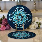 - Supla2li-7934-Gorsel1 - Realhomes Realhomes Renkli Zemin Üzerinde Çini Desenli Dijital Baskılı Modern 2'li Yuvarlak Servis Altlığı - Supla Realhomes