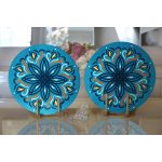 - Supla2li-7936-Gorsel2 - Realhomes Realhomes Renkli Zemin Üzerinde Çini Desenli Dijital Baskılı Modern 2'li Yuvarlak Servis Altlığı - Supla Realhomes