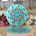 - Supla2li-7937-Gorsel1 - Realhomes Realhomes Renkli Zemin Üzerinde Çini Desenli Dijital Baskılı Modern 2'li Yuvarlak Servis Altlığı - Supla Realhomes