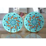 - Supla2li-7937-Gorsel2 - Realhomes Realhomes Renkli Zemin Üzerinde Çini Desenli Dijital Baskılı Modern 2'li Yuvarlak Servis Altlığı - Supla Realhomes