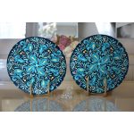 - Supla2li-7939-Gorsel2 - Realhomes Realhomes Renkli Zemin Üzerinde Çini Desenli Dijital Baskılı Modern 2'li Yuvarlak Servis Altlığı - Supla Realhomes