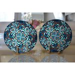 - Supla2li-7940-Gorsel2 - Realhomes  Realhomes Renkli Zemin Üzerinde Çini Desenli Dijital Baskılı Modern 2'li Yuvarlak Servis Altlığı - Supla Realhomes