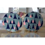 - Supla2li-7948-Gorsel2 - Realhomes Realhomes Renkli Zemin Üzerinde Pastel Renkli Siyah Çamağacı Desenli 2'li Yuvarlak Servis Altlığı - Supla Realhomes