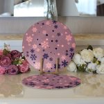 Realhomes Renkli Zeminli Kartanesi Desenli Dijital Baskılı Modern 2'li Yuvarlak Servis Altlığı - Supla Realhomes