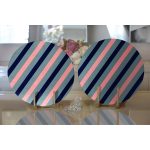 Realhomes Renkli Zemin Üzerinde Pastel Renkli Yatay Çizgili Modern 2'li Yuvarlak Servis Altlığı - Supla Realhomes