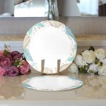 Realhomes Beyaz Zemin Üzerinde Deniz Kabuğu Desenli 2'li Yuvarlak Servis Altlığı - Supla Realhomes