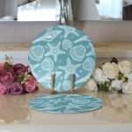 - Supla2li-7959-Gorsel3 - Realhomes Realhomes Pastel Zeminli Deniz Kabuğu Desenli Dijital Baskılı Modern 2'li Yuvarlak Servis Altlığı - Supla Realhomes